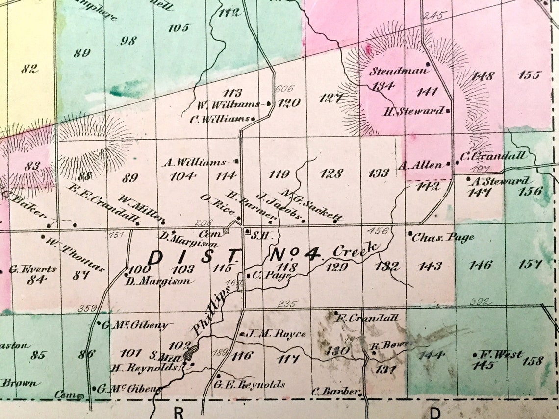Antique 1869 West Almond New York Map From D.G. Beers Atlas Etsy