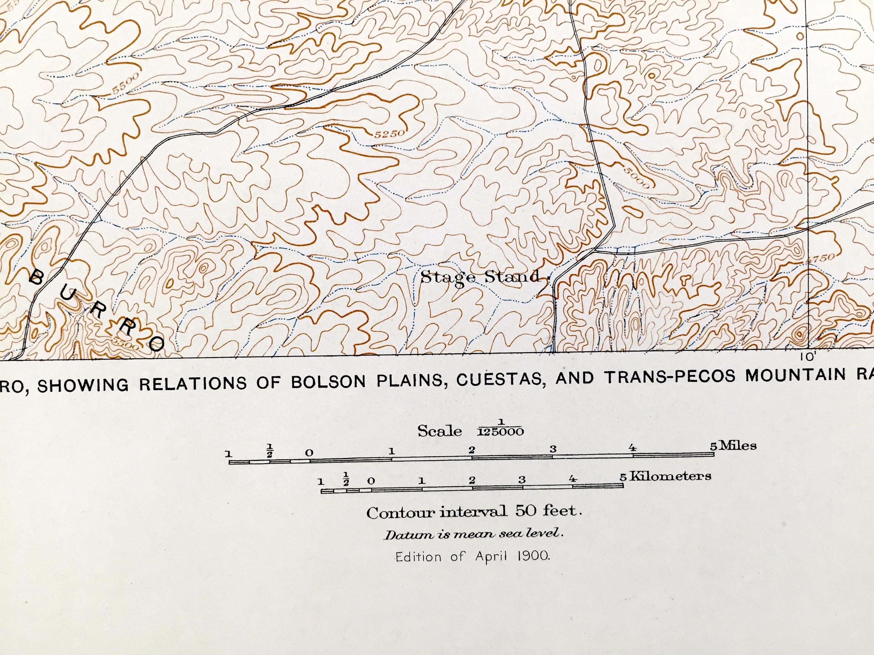 Scarps Map Antique Marfa, Texas 1900 Types of Plains and Scarps Map From US ...