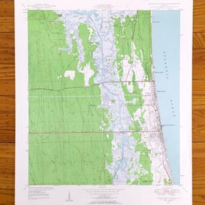Ancienne carte topographique de Jacksonville Beach, Floride 1948 US Geological Survey - comté de Duval, Manhattan, Atlantique, Neptune, Pablo Creek, Floride