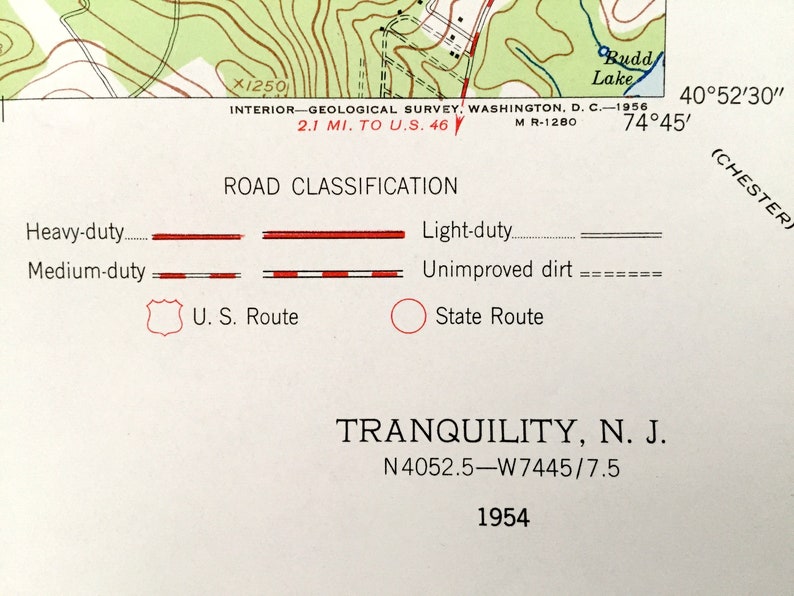 Antique Tranquility New Jersey 1954 US Geological Survey Etsy