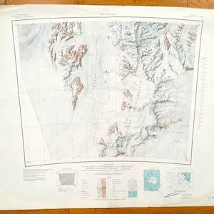 Mapa topográfico antiguo del Monte Rabot, Antártida, 1964, del Servicio Geológico de Estados Unidos: Glaciar Marsh, Cordillera Queen Elizabeth, Glaciar Nimrod, Bowden