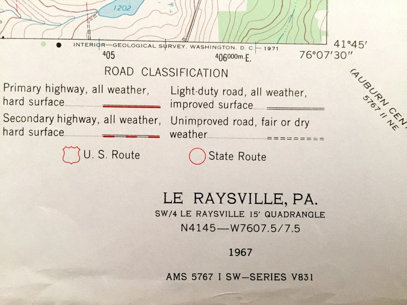 Antique Le Raysville Pennsylvania 1967 US Geological Survey Etsy
