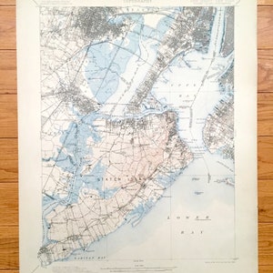 Antike Staten Island, New York City 1900 US Geologische Übersicht Topographische Karte - Manhattan, Brooklyn, Newark Bayonne Elizabeth New Jersey NY