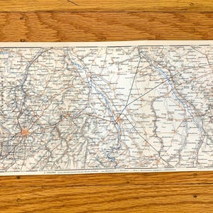 Ancienne carte de 1911 Aix-la-Chapelle, Allemagne de l'Atlas du guide Baedekers - Rhénanie du Nord-Westphalie, Cologne, Düren, rivière Wurm Rur, Eschweiler, Bruhl