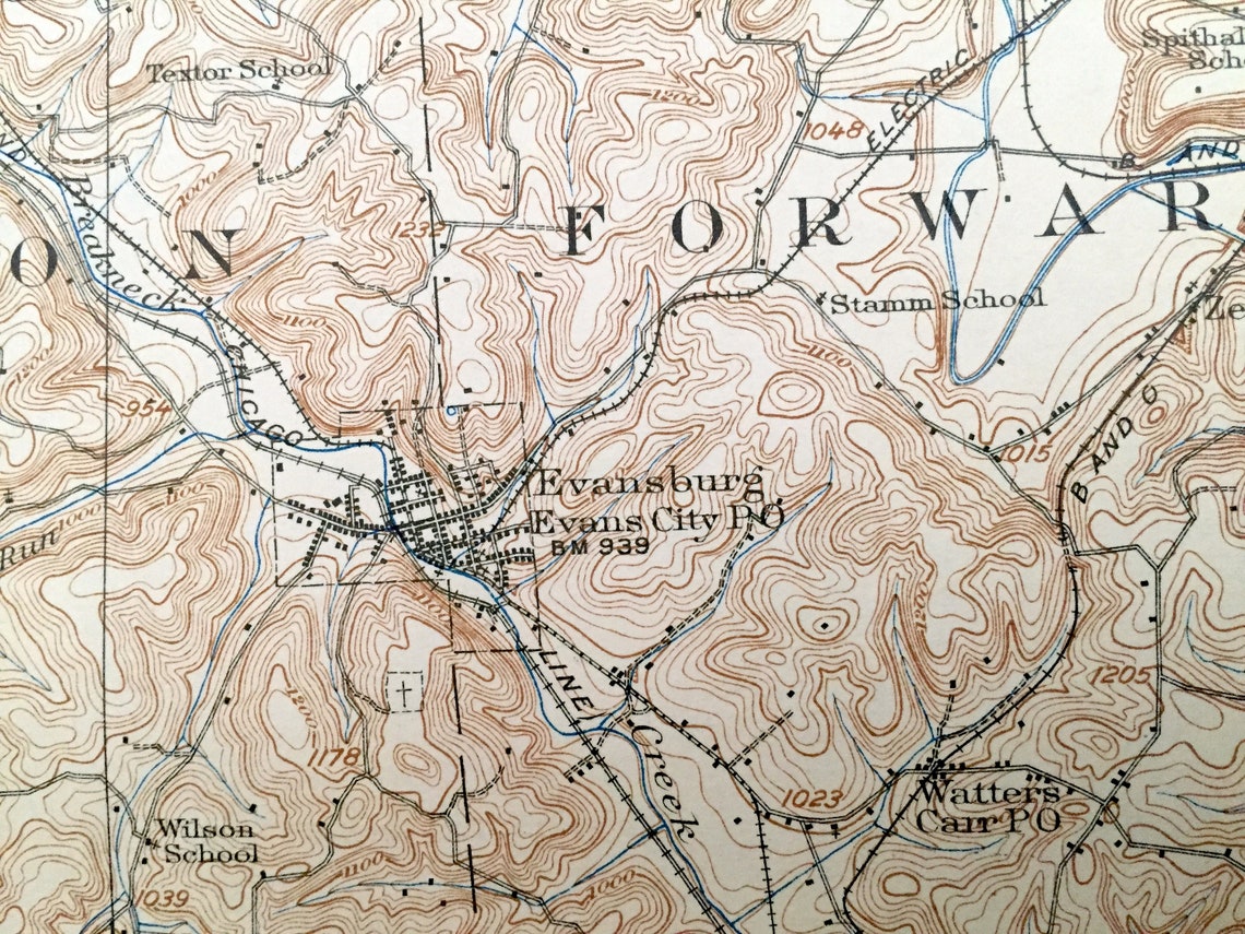 Antique Zelienople Pennsylvania 1910 US Geological Survey Etsy