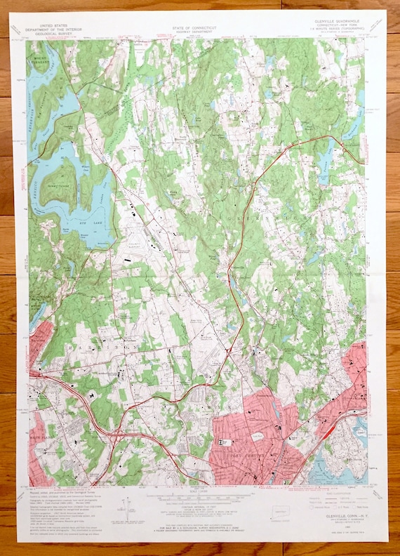 アンティーク グレンビル、コネチカット 1960 年米国地質調査所地形図