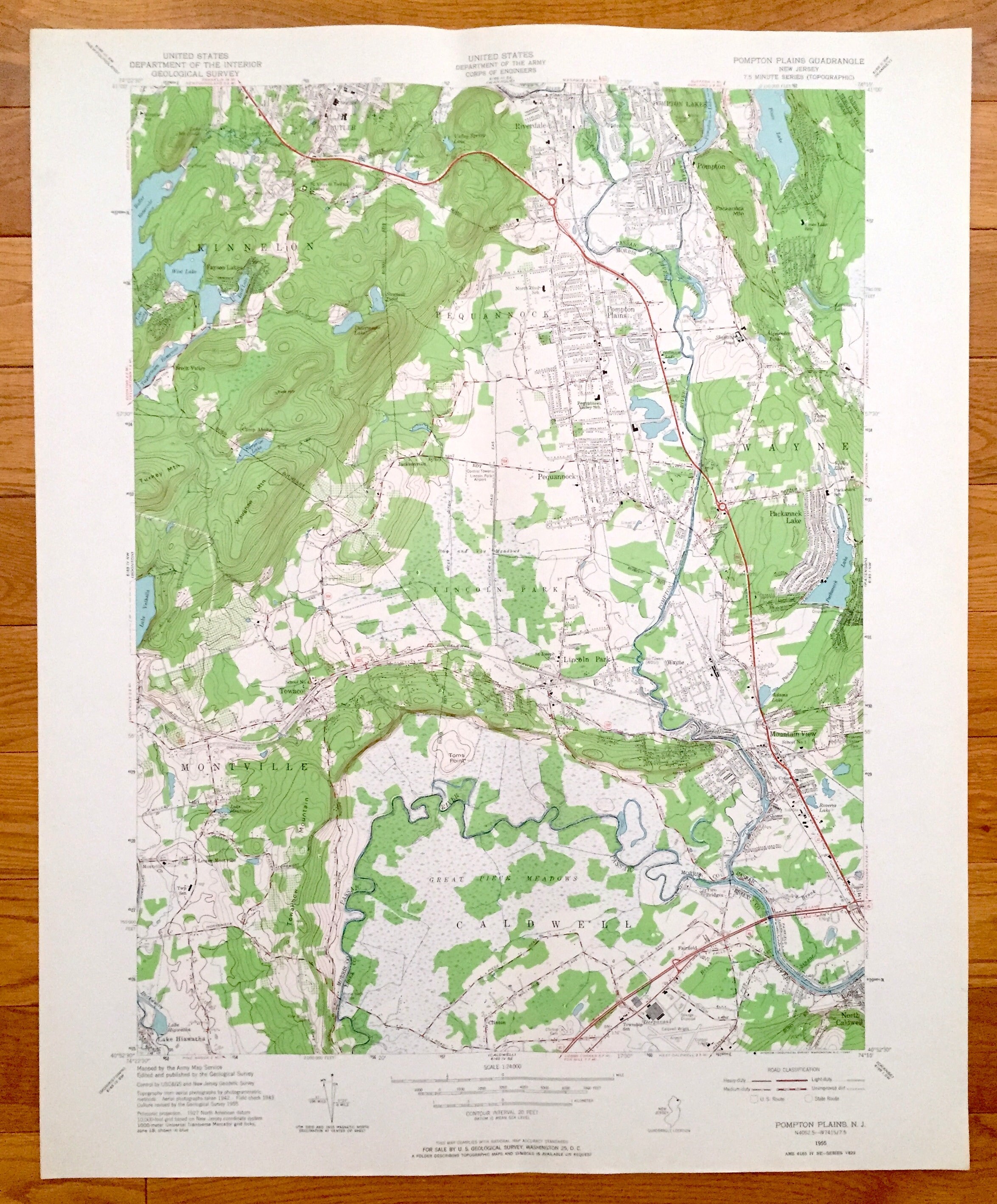 Antique Pompton Plains New Jersey 1955 Us Geological Survey Etsy - 50