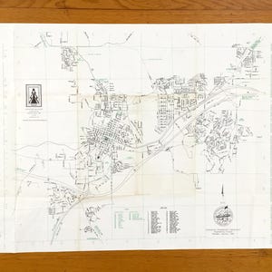 Antique Flagstaff, Arizona 1990 Street Map from Community Development Dept – Kachina Village, Coconino Estates, Pine Canyon, Downtown, AZ