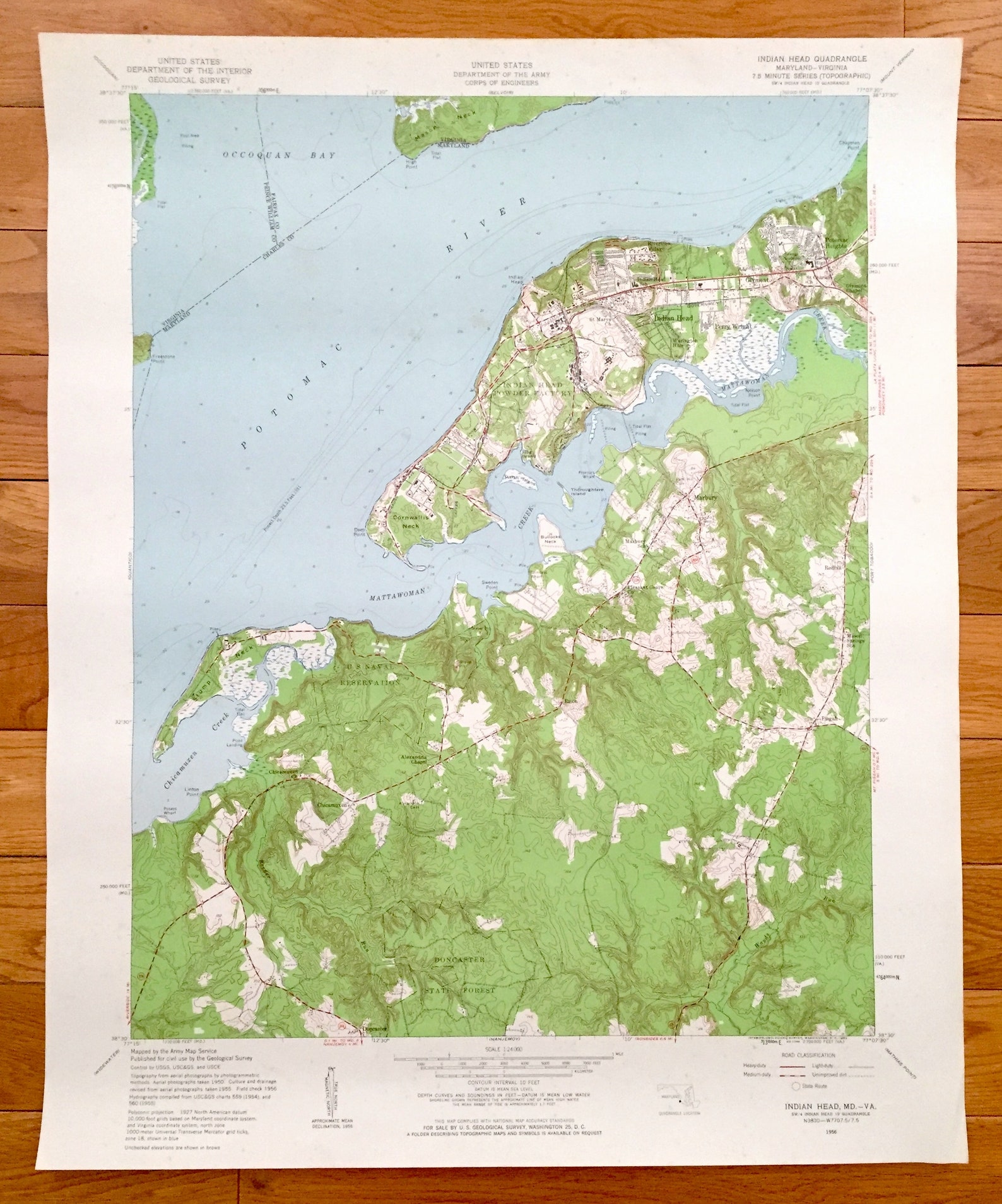 Antique Indian Head Maryland & VA 1956 US Geological Survey Etsy