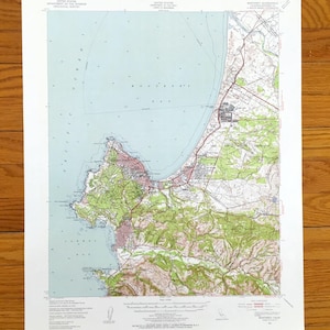 Antike Monterey, Kalifornien 1947 US Geologische Dienst Topographische Karte - Bay, Carmel by the Sea, Pebble Beach Del Monte Seaside Sand City CA
