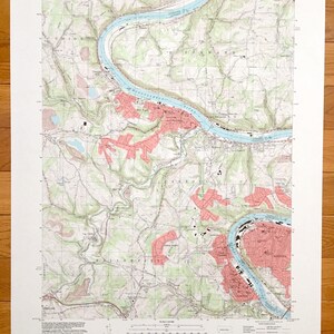 Ancienne carte topographique de Monongahela, Pennsylvanie 1993 US Geological Survey - comté de Washington, comté d'Allegheny, Charleroi, Bunola, Elrama