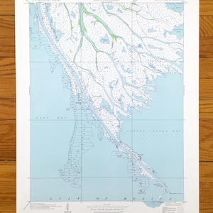 Mapa topográfico del antiguo South Pass, Luisiana, 1935, Servicio Geológico de Estados Unidos: parroquia de Plaquemines, paso del faro de Port Eads, Loutre Wildlife LA