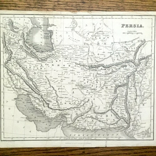 Antique 1845 Middle East shops Map by Archibald Fullarton & Co – Iran, Iraq, Kuwait, Armenia, Azerbaijan, United Arab Emirates, Dubai Turkmenistan