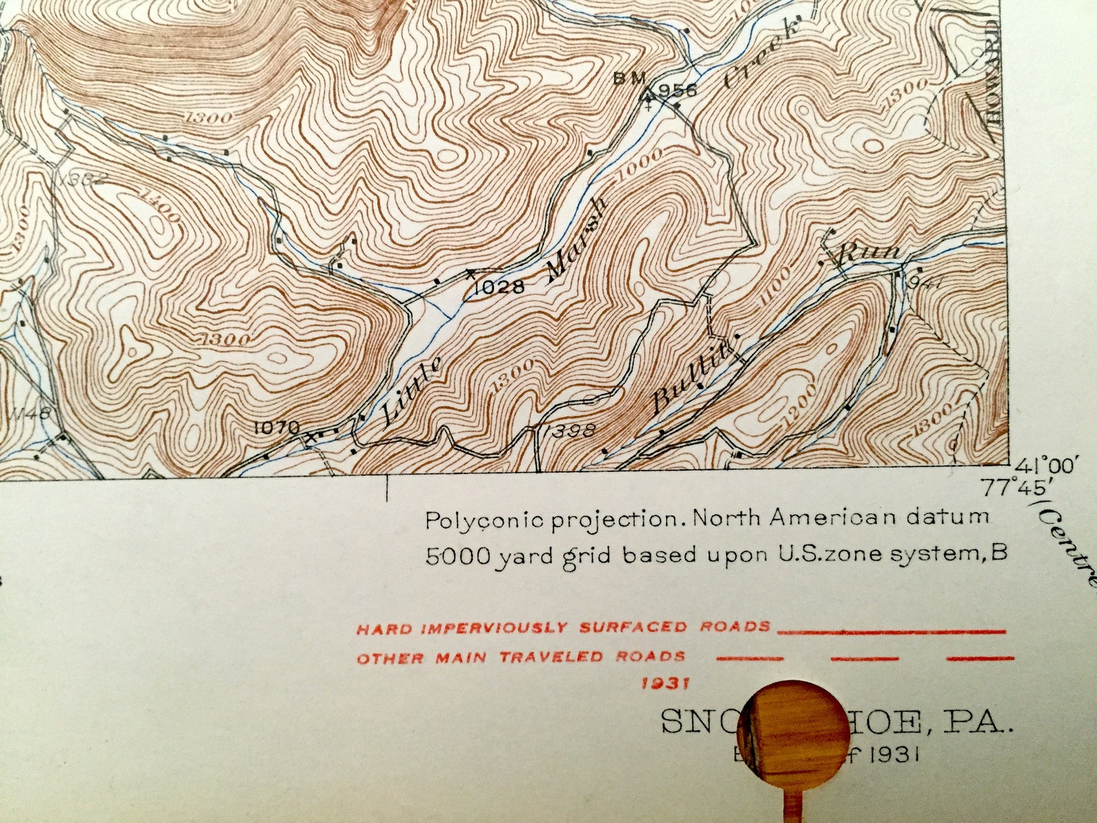 Antique Snow Shoe Pennsylvania 1931 US Geological Survey Etsy UK