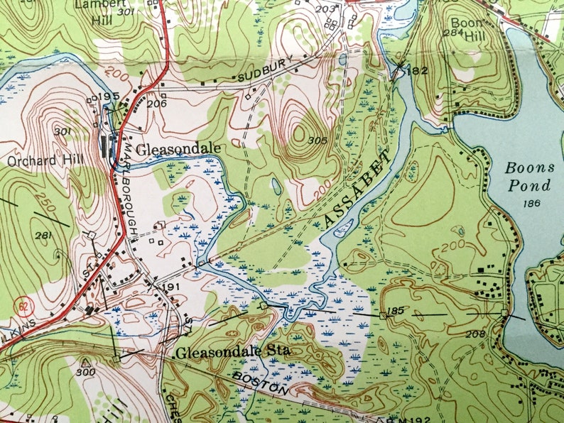 Antique Hudson Massachusetts 1950 US Geological Survey Etsy