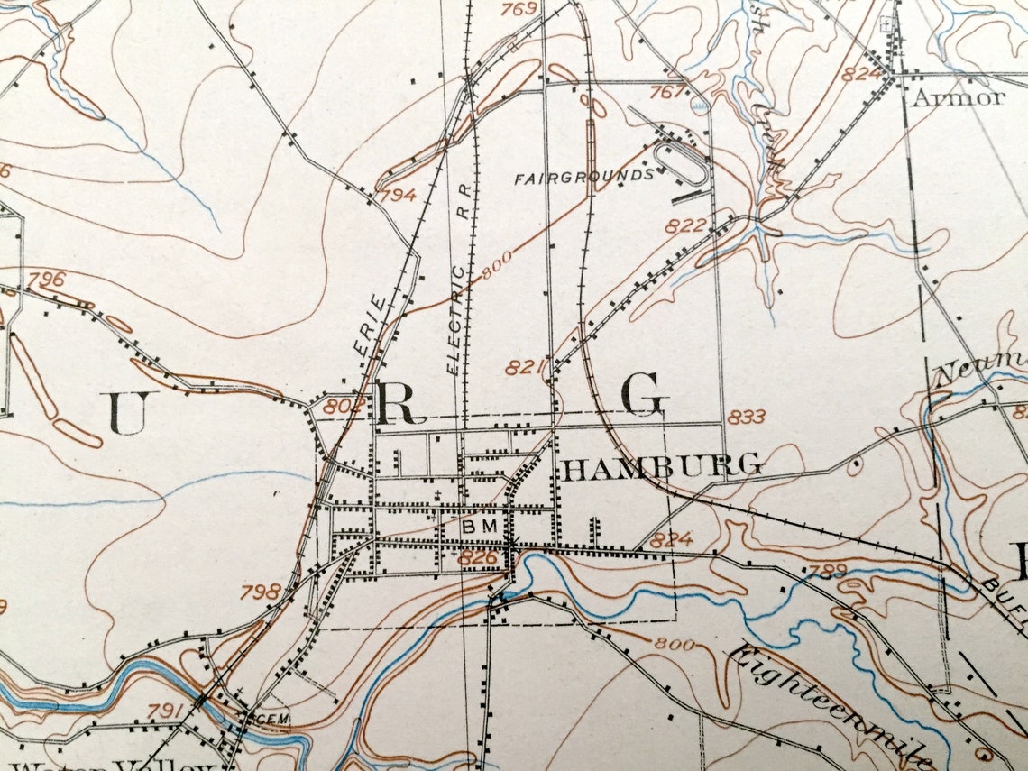 Antique Eden Nueva York 1907 US Geological Survey Topographic Etsy