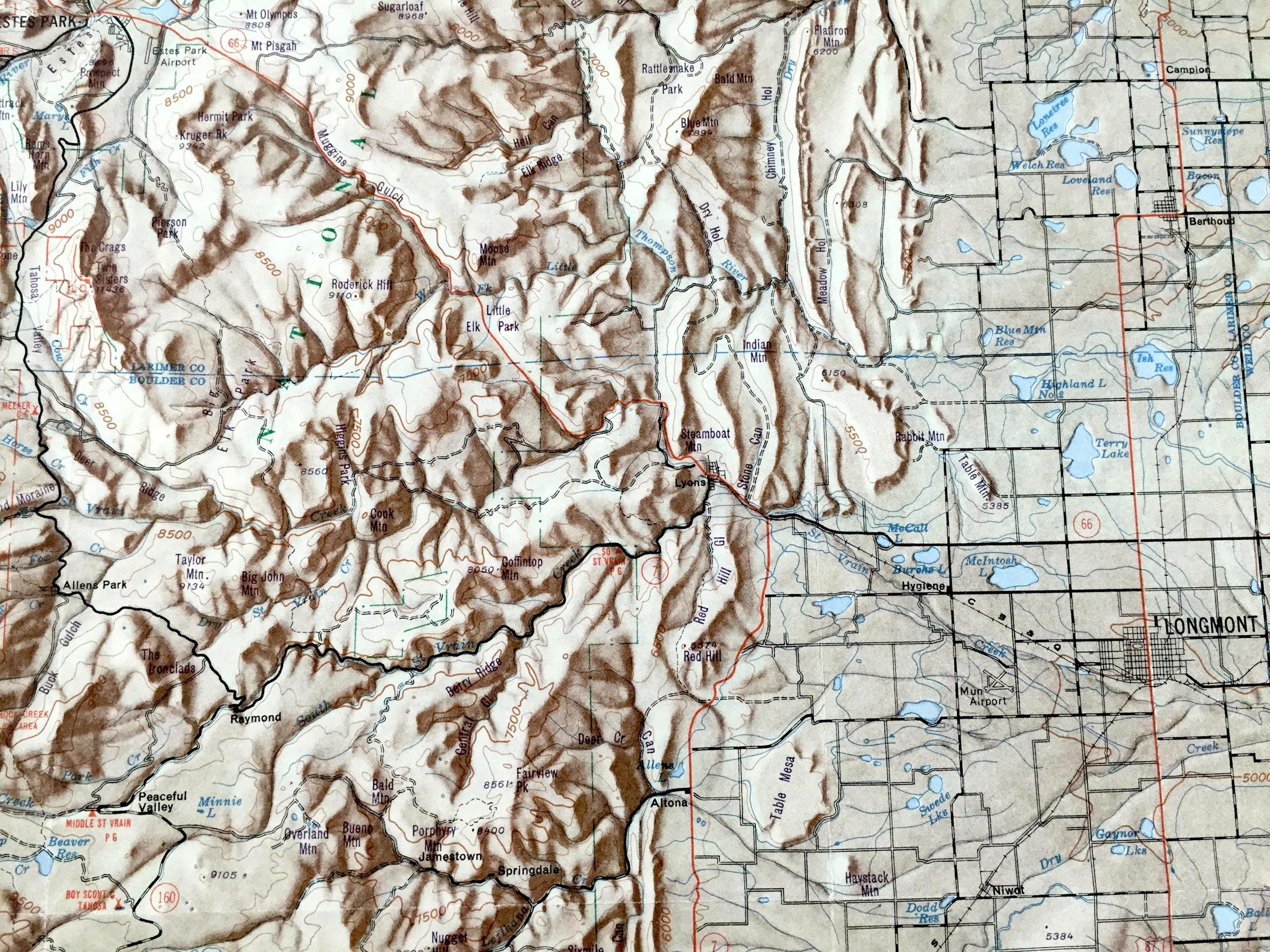 アンティーク デンバー山岳地域、コロラド州 1950 年 米国地質調査所