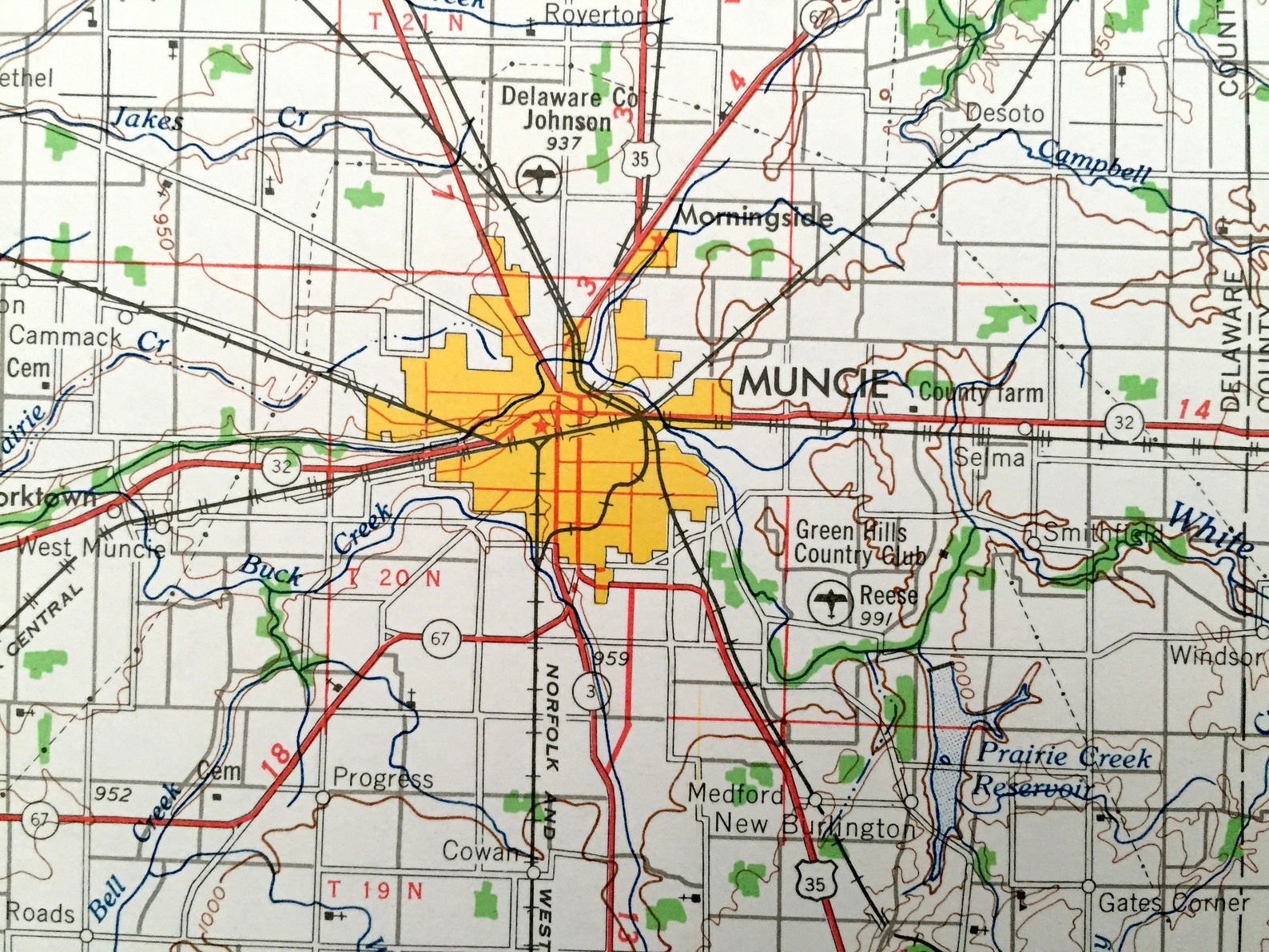 Antique Muncie Indiana 1953 US Geological Survey Topographic - Etsy