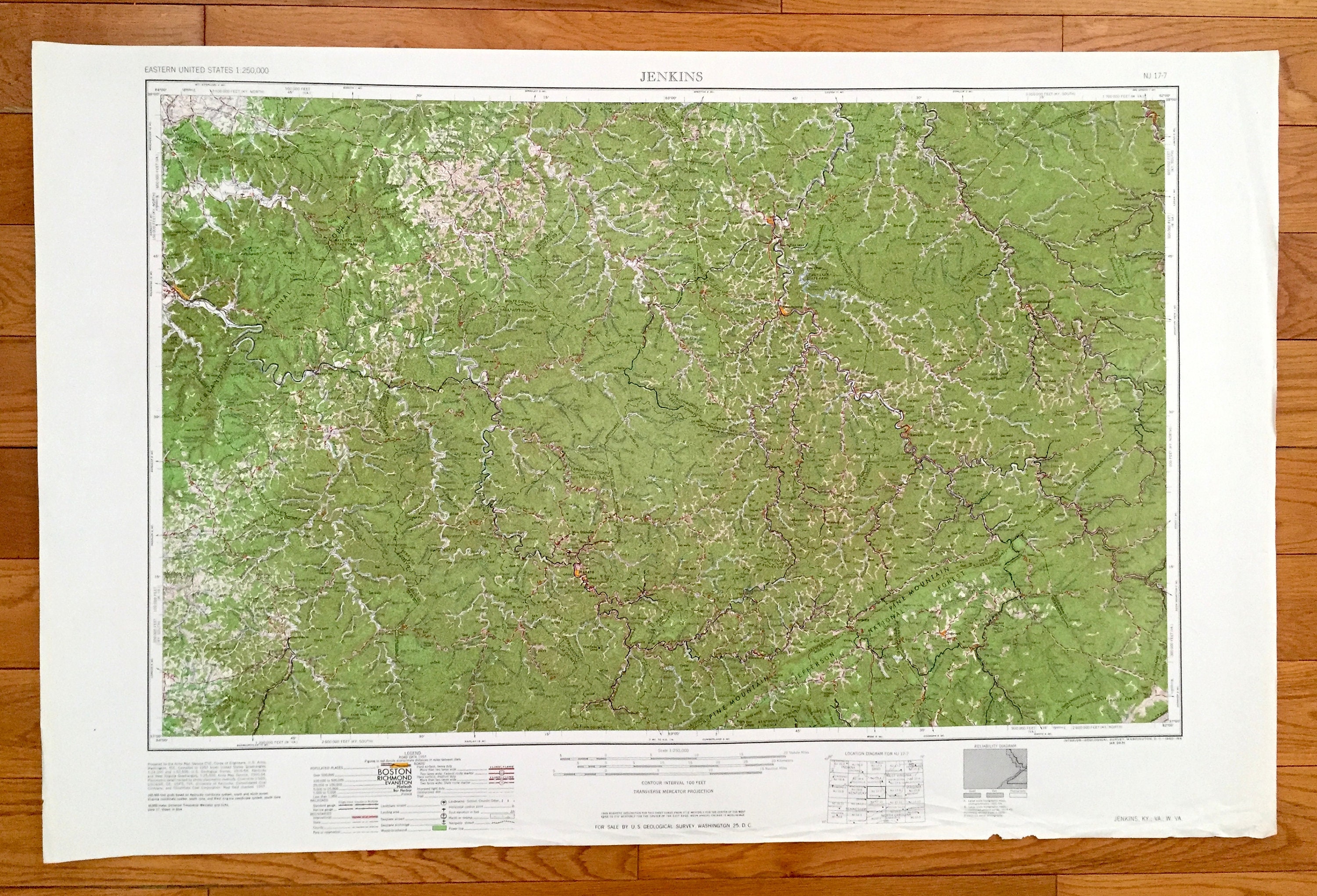 Antique Jenkins, Kentucky 1960 US Geological Survey Topographic Map