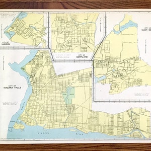 Antike Niagara Falls, Hudson, Cortland & Glen Cove, New York 1941 Historischer Atlas Stadtplan – Nassau, Columbia County, River Valley