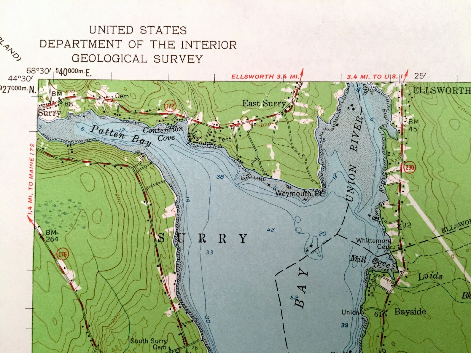 Antique Mount Desert Maine 1956 US Geological Survey Etsy