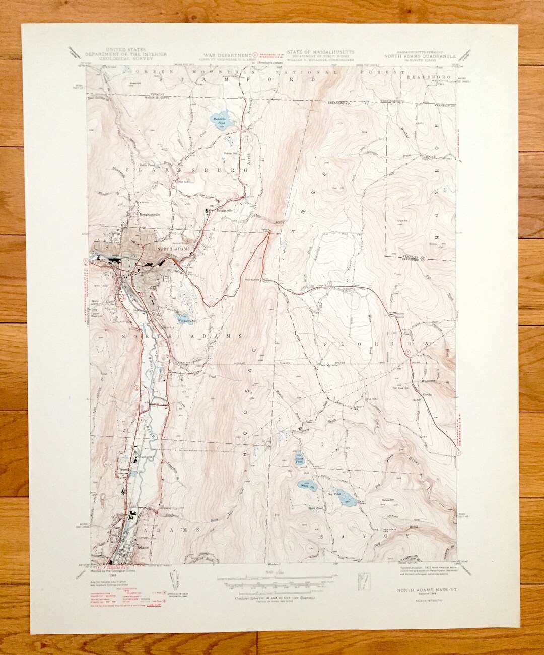 Antique North Adams, Massachusetts 1948 US Geological Survey Topographic Map – Berkshires ...