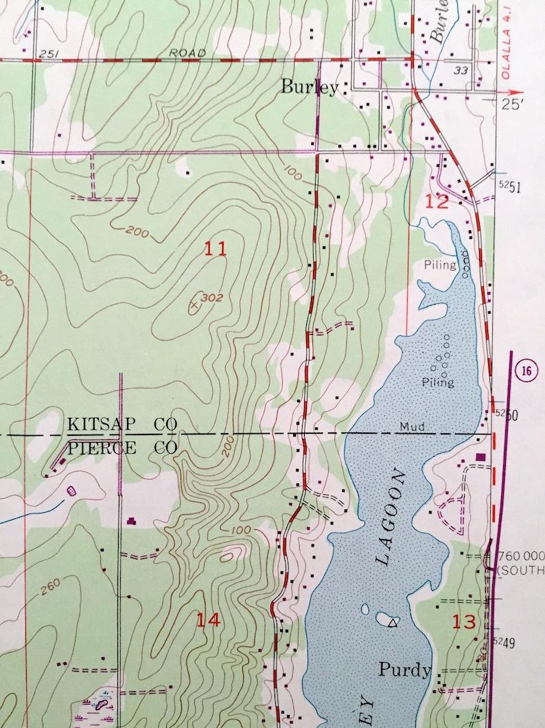 Antique Burley Washington 1953 US Geological Survey Etsy