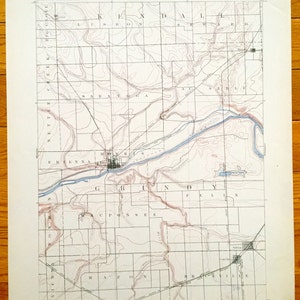 Antieke Morris, Illinois 1892 Amerikaanse geologische enquête topografische kaart – Minooka, Coal City, Saratoga, Au Sable, Kendall, Lissabon, Seward, Grundy
