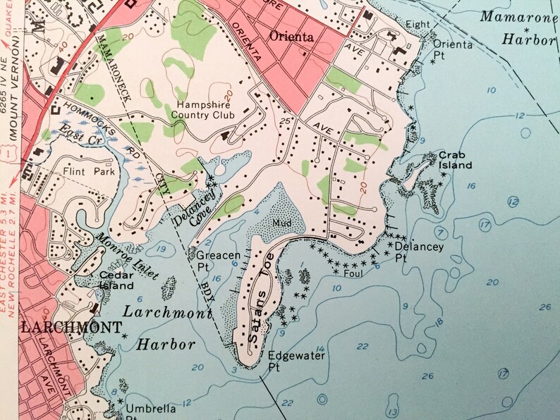 Antique Mamaroneck New York 1955 US Geological Survey Etsy