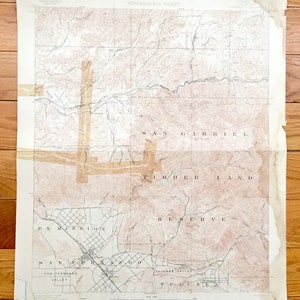Antike San Fernando, Los Angeles, Kalifornien 1900 US Geological Survey Topographische Karte – Ex Mission, Pacoima Sunland Tujunga San Gabriel CA