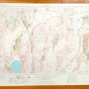 Ancienne carte topographique de Lovelock, Nevada, 1955 US Geological Survey - Pyramid Lake, vallée de Buena Vista, Toulon, Woolsey, chaîne de Humboldt, NV