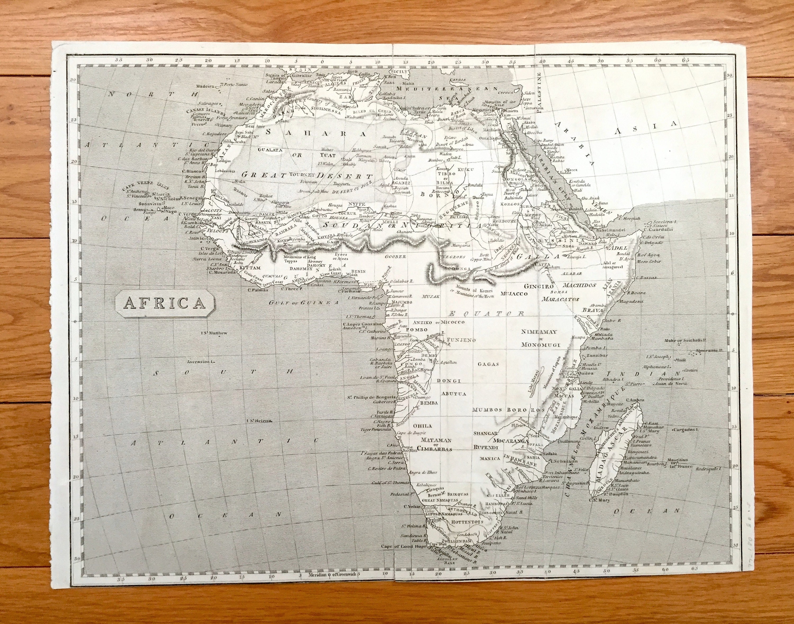 アトラスからのアンティーク1800年代アフリカ地図 - エジプト