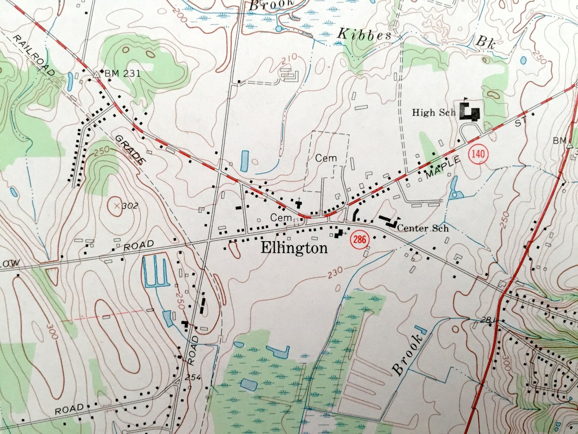 Antique Ellington Connecticut 1967 US Geological Survey Etsy