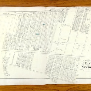 Antike 1873 East New York, Brooklyn Karte von F.W. Beers Atlas von Long Island – Canarsie, New Lots, Flatlands, Starrett City, NYC