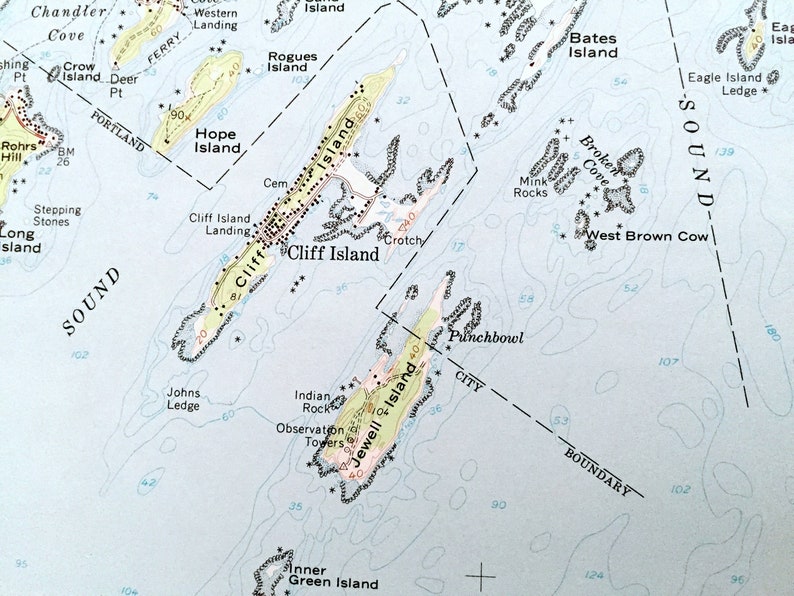 Antique Casco Bay, Maine 1957 US Geological Survey Topographic Map ...