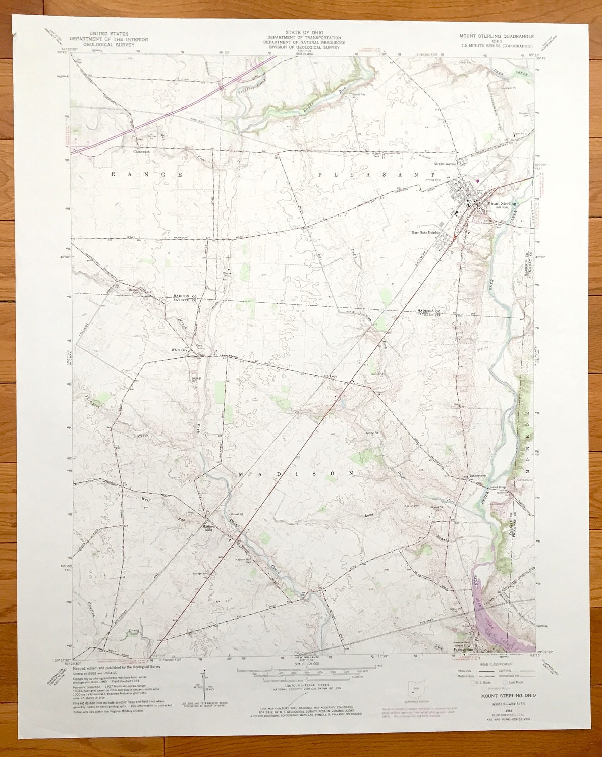 Antique Mount Sterling Ohio 1961 US Geological Survey Etsy