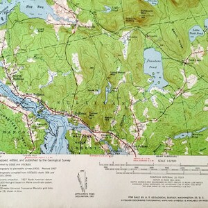 Antique Tunk Lake & Sullivan, Maine 1957 US Geological Survey ...