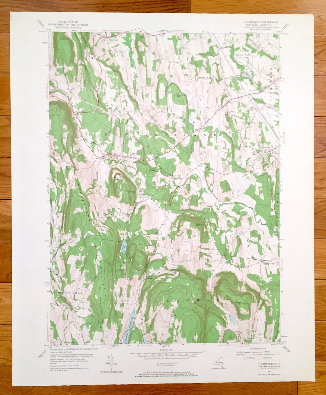 Antique Clarksville, New York 1953 US Geological Survey Topographic