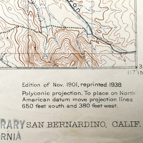 Antique San Bernardino California 1901 US Geological Survey Topographic shops Map – Riverside, Arrowhead Springs Grapeland Valencia Colton Lake CA