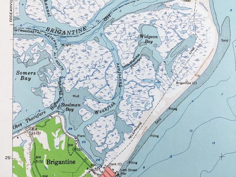 Antique Brigantine Inlet, New Jersey 1952 US Geological Survey ...
