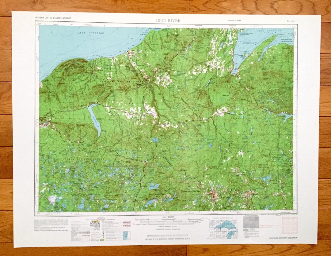 Antique Iron River Michigan 1961 US Geological Survey Etsy