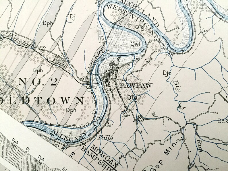 Antique Paw Paw West Virginia 1910 US Geological Survey Etsy
