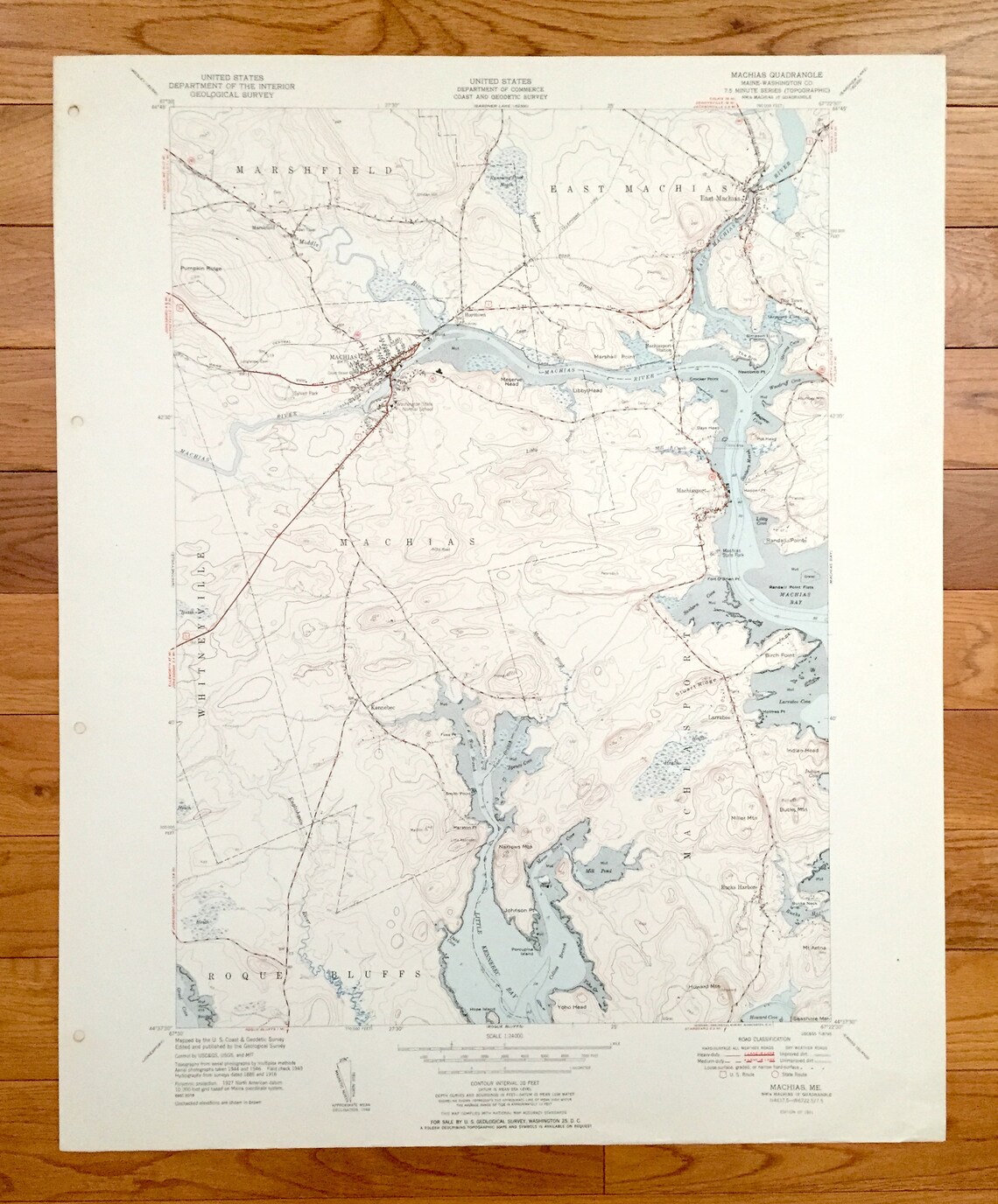 Antique Machias Maine 1951 Mapa topográfico del Servicio Etsy España