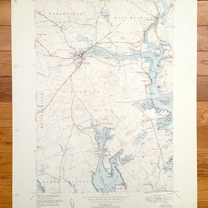 Antik Machias, Maine 1951 US 1951 1951- Us-Amerikanisches Erhebungs-Topographic Map – Washington County, Marshfield, Whitneyville, Roque Bluffs, Machiasport ME