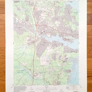 Antique Toms River, New Jersey 1989 Carte topographique de l’US Geological Survey – Ocean County, Dover, Berkeley, Manchester, Lacey, Shore, Beach NJ