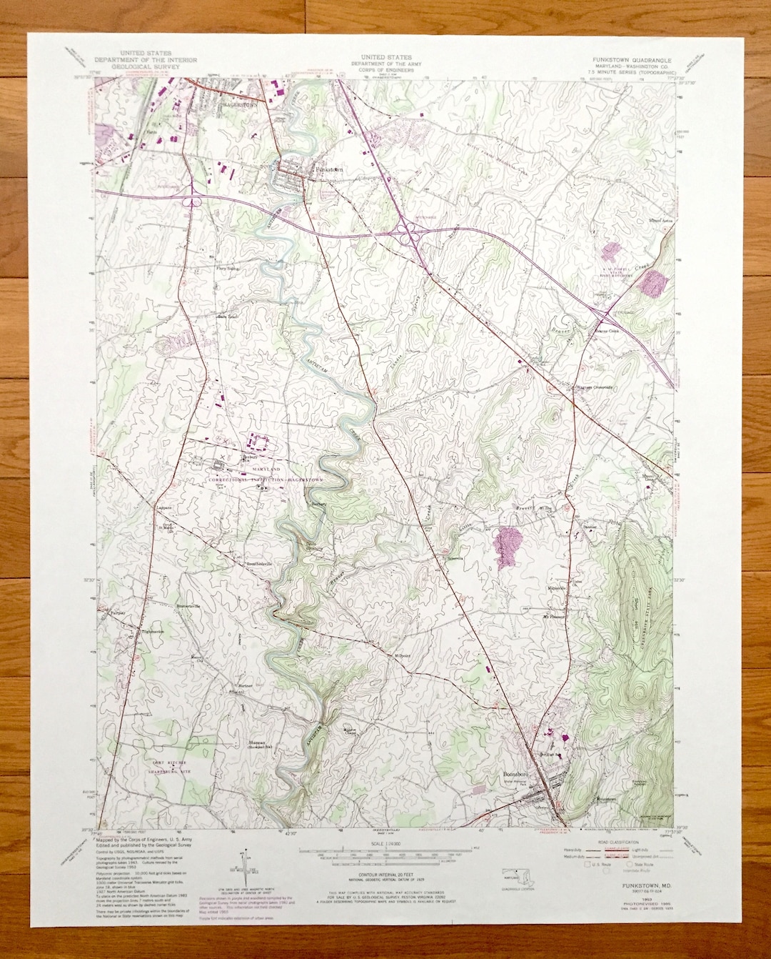 Antique Funkstown Maryland 1953 US Geological Survey Etsy