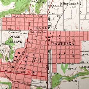 Antique Pawhuska Oklahoma 1960 US Geological Survey - Etsy