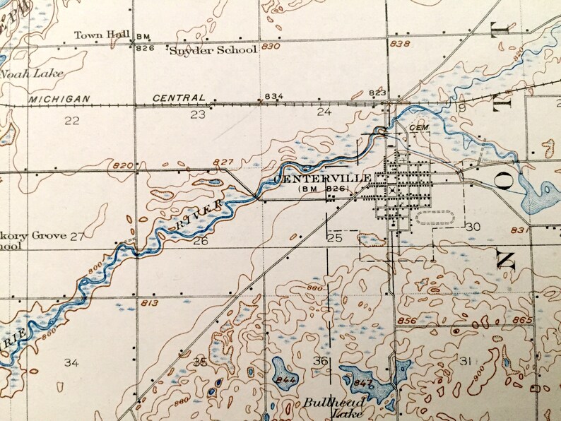 Antique Three Rivers Michigan 1916 US Geological Survey Etsy