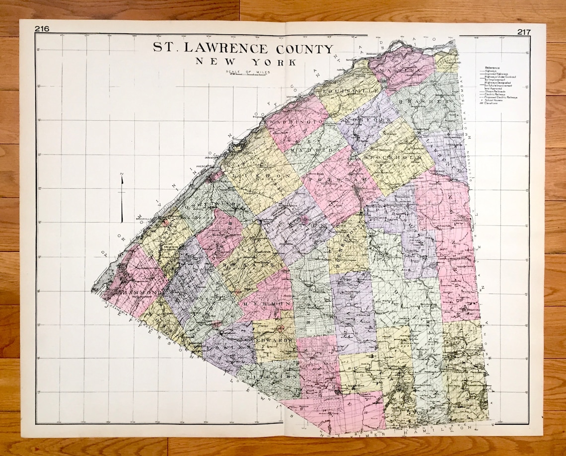 Antique St. Lawrence County New York 1912 New Century Atlas Etsy