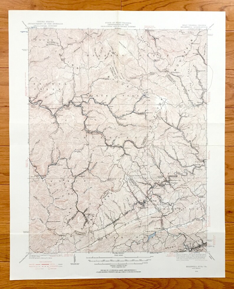 Antique Bramwell West Virginia 1924 US Geological Survey Etsy